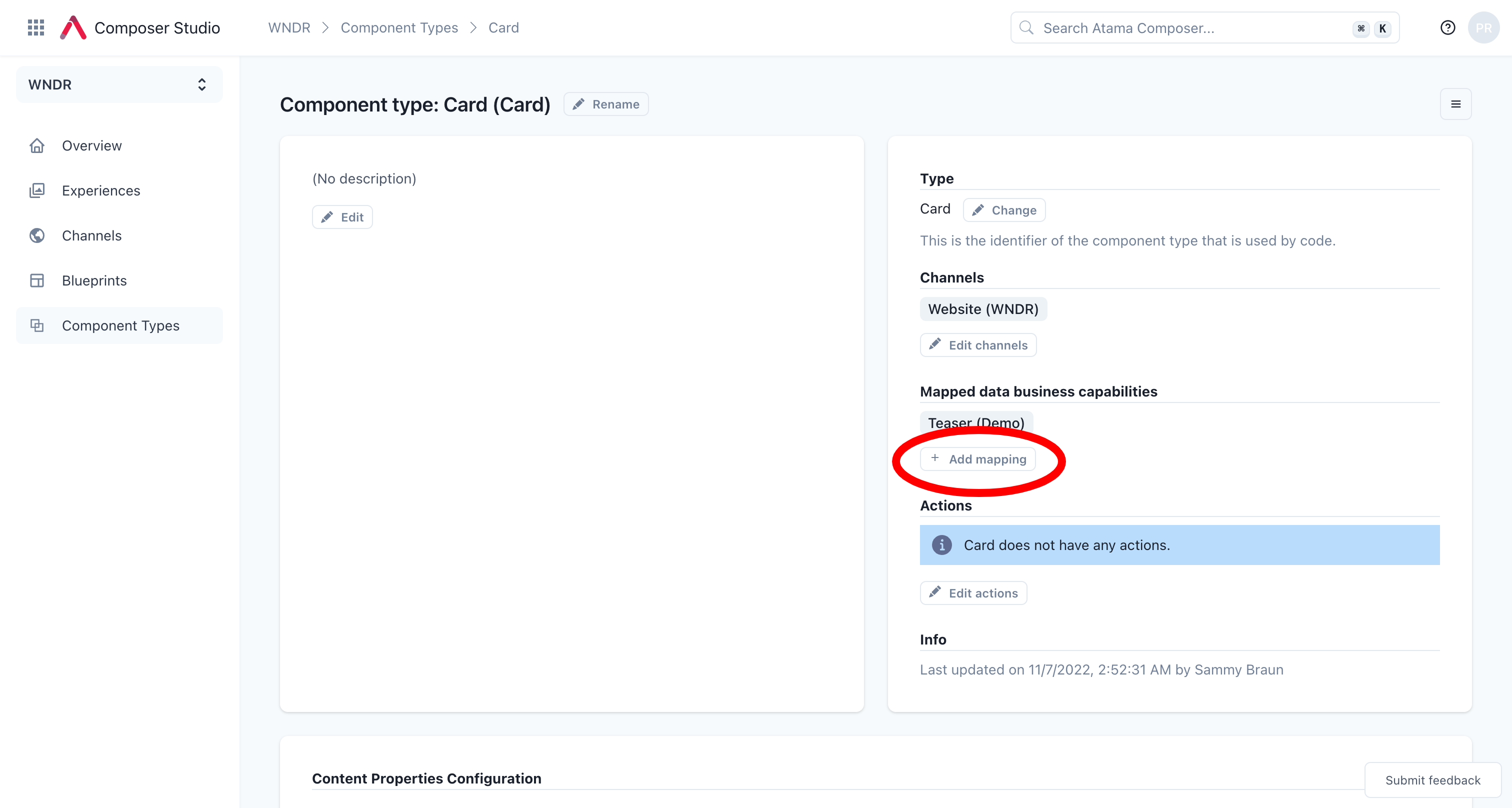 Add component type mapping