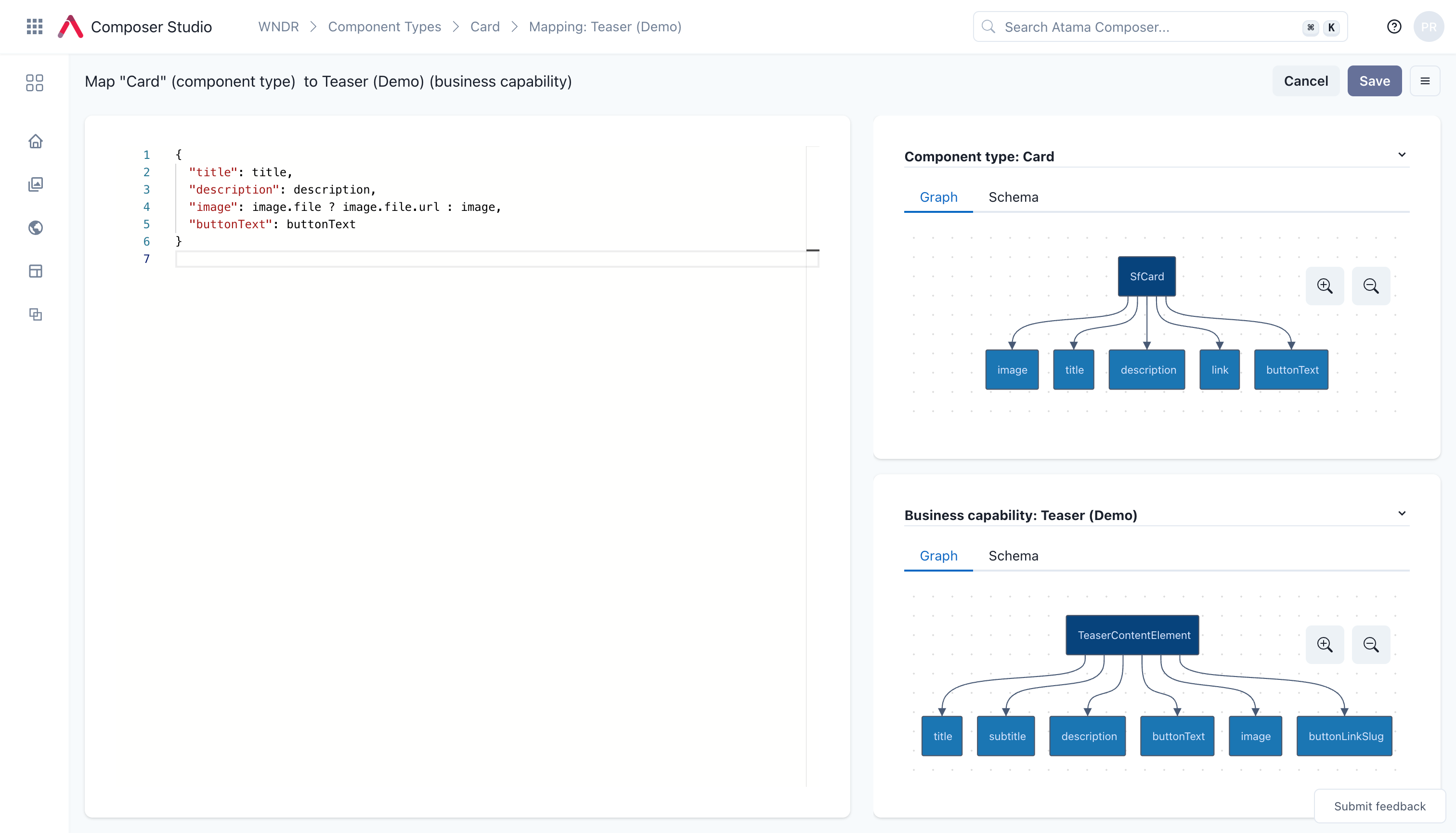 Example component type mapping